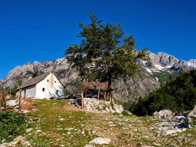Htte Albanien Bergblick